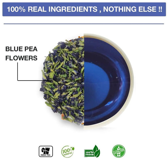 Butterfly Blue Pea Flower Tea - 100% Natural Herbal Tea | Rich in Antioxidants, Supports Weight Loss & Blood Sugar | 12-Month Shelf Life with Kajal Sticker