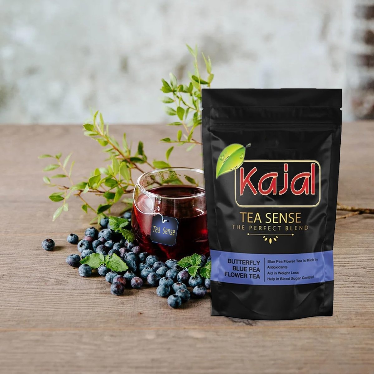 Butterfly Blue Pea Flower Tea - 100% Natural Herbal Tea | Rich in Antioxidants, Supports Weight Loss & Blood Sugar | 12-Month Shelf Life with Kajal Sticker