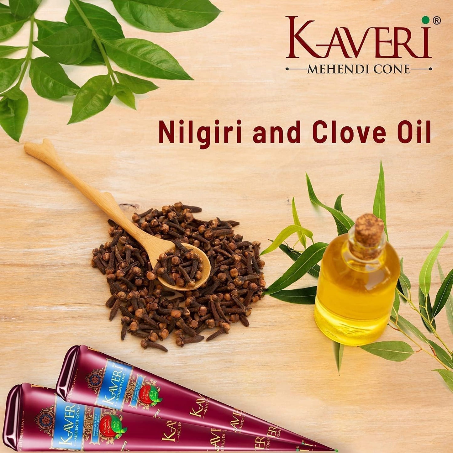 Kaveri Heena Mehendi Cone Dark Brown Organic Body Art Temporary Tattoos All Natural | Safe and Long Lasting with Kajal Sticker