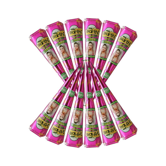 Sarthi 100% Natural Henna Mehendi  6x Paste Cones (Red-Brown) 250 g - No Mixture, No PPD - Skin-friendly & Safe - Perfect for Body Art & Traditional Designs