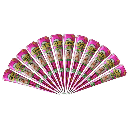 Sarthi 100% Natural Henna Mehendi  6x Paste Cones (Red-Brown) 250 g - No Mixture, No PPD - Skin-friendly & Safe - Perfect for Body Art & Traditional Designs