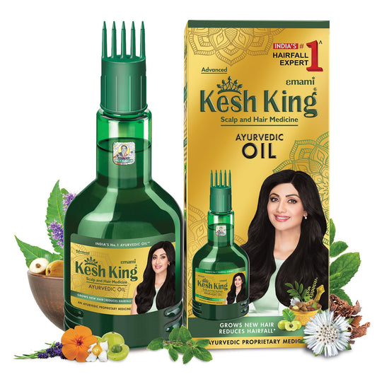 Kesh King Ayurvedic Hair Oil 200ml - Stimulates Hair Growth & Reduces Hair Loss | With 21 Natural Ayurvedic Ingredients | Bhringraj, Amla & Brahmi | Protects Against Dandruff | Clinically Proven Results with Kajal Sticker
