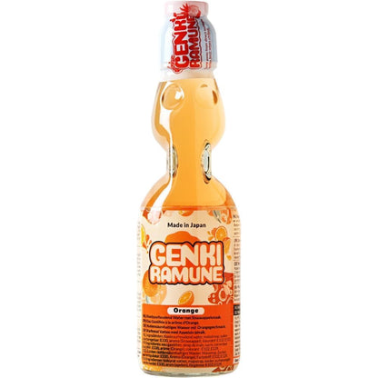 Genki Ramune Limonadenmischung, 6 x 200 ml – Japanische Erfrischungsgetränke | Blaubeere, Erdbeere, Melone, Orange, Ananas, Original | Kohlensäurehaltig, Partygetränk, Limonade | Hergestellt in Japan mit Kajal-Aufkleber