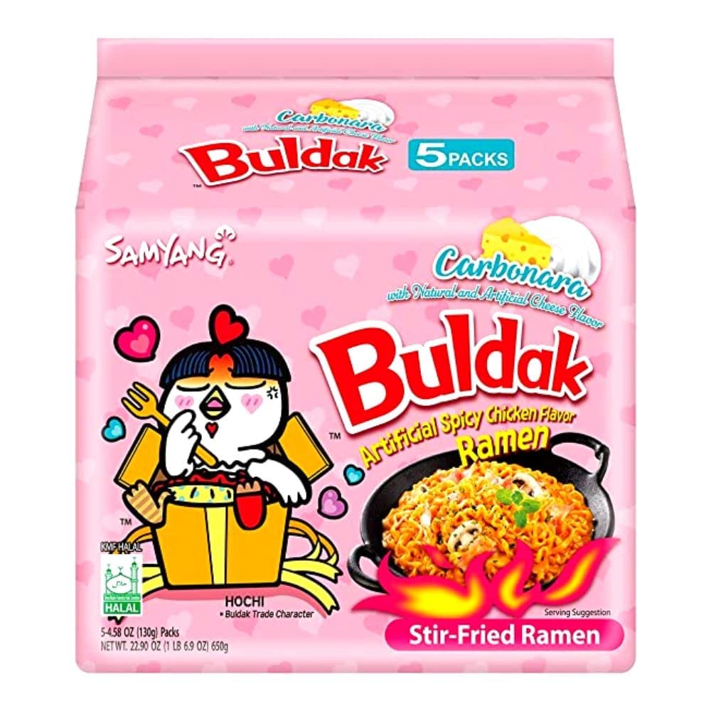 Samyang Buldak Ramen Mix 6 x 5 Stück – Original Koreanische Instant-Nudeln | Feurig Scharf, Würzig & Herzhaft | Schnell zubereitet in nur 5 Minuten | Perfekt für Ramen-Liebhaber met Kajal Sticker