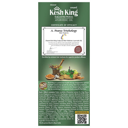 Kesh King Ayurvedic Hair Oil 200ml - Stimulates Hair Growth & Reduces Hair Loss | With 21 Natural Ayurvedic Ingredients | Bhringraj, Amla & Brahmi | Protects Against Dandruff | Clinically Proven Results with Kajal Sticker