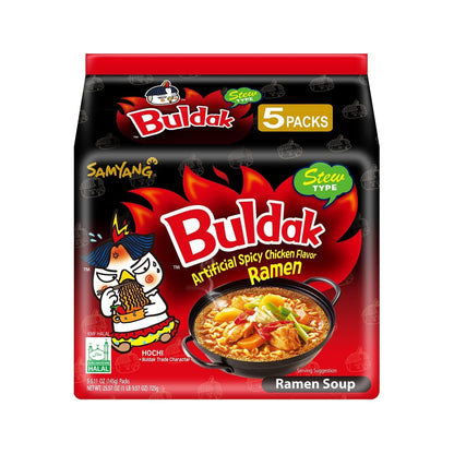 Samyang Buldak Ramen Mix 6 x 5 Stück – Original Koreanische Instant-Nudeln | Feurig Scharf, Würzig & Herzhaft | Schnell zubereitet in nur 5 Minuten | Perfekt für Ramen-Liebhaber met Kajal Sticker