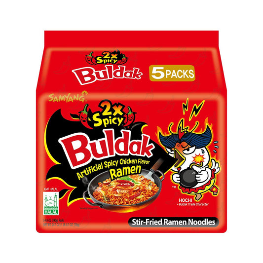 Samyang Buldak Ramen Mix 6 x 5 Stück – Original Koreanische Instant-Nudeln | Feurig Scharf, Würzig & Herzhaft | Schnell zubereitet in nur 5 Minuten | Perfekt für Ramen-Liebhaber met Kajal Sticker