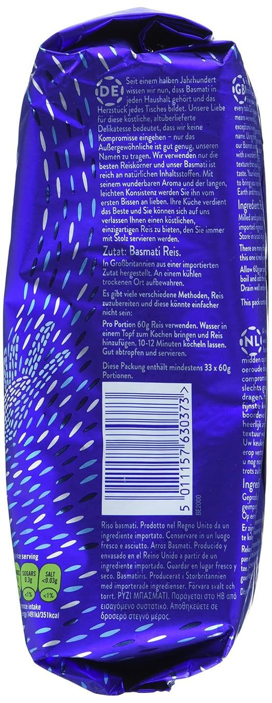 Tilda Pure Original Basmati Rice, 2 kg – Premium Long-Grain Rice From The Himalayan Foothills | 100% Pure Basmati, Delicate Aroma, Fluffy Texture | Perfect For Curries, Tahdig, Rice Skillets, And Side Dishes with Kajal Sticker
