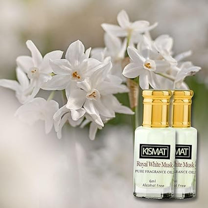 Kajal Royal White Musk Fragrance Oil Alcohol Free Musk Perfume Oil for Men and Women Suitable for Daily Use and Special Occasions 6ml